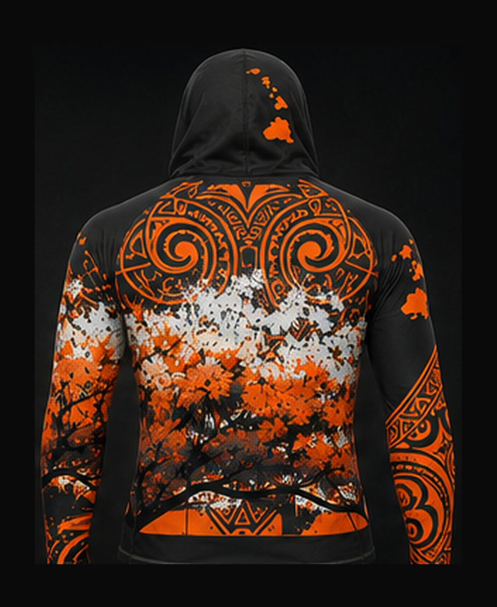 Black / Bright Orange rashguard back