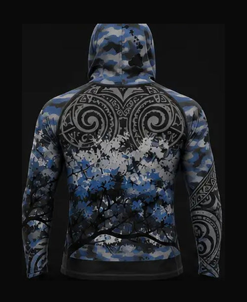 Black / Blue Camo rashguard back