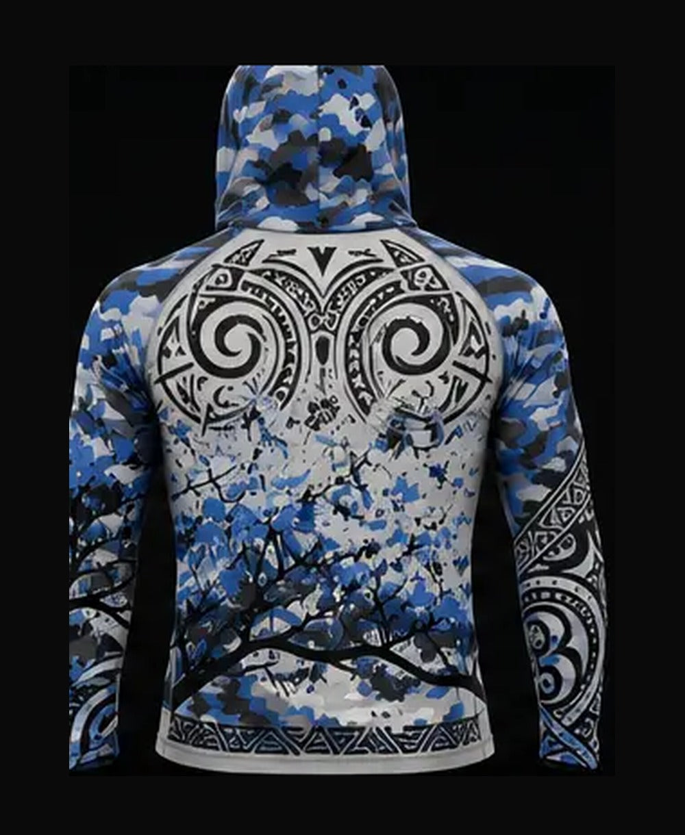 Light Gray / Blue Camo rashguard back