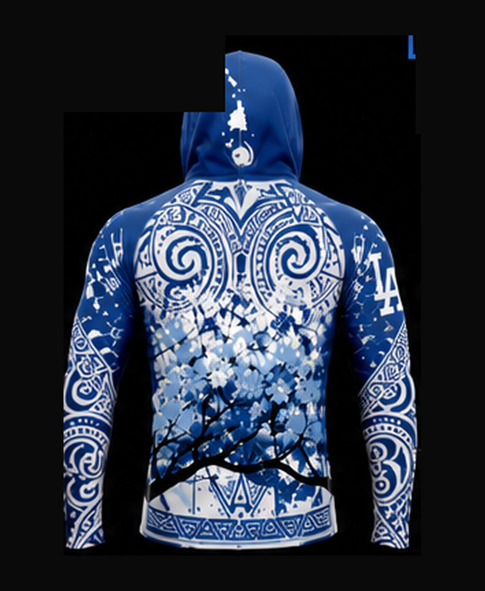 White / Dodger Blue rashguard back