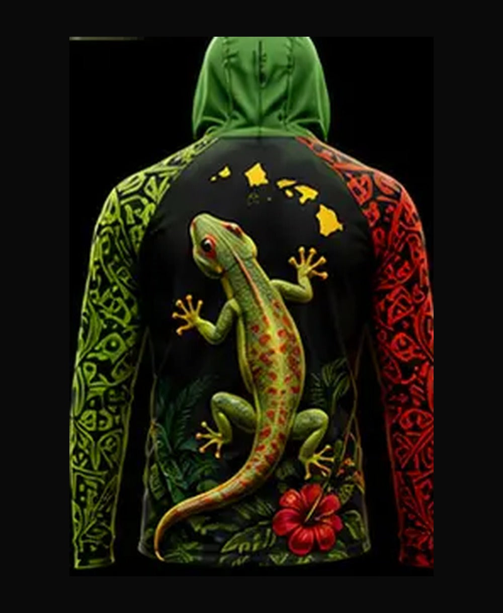 Gecko Rasta Black rashguard back