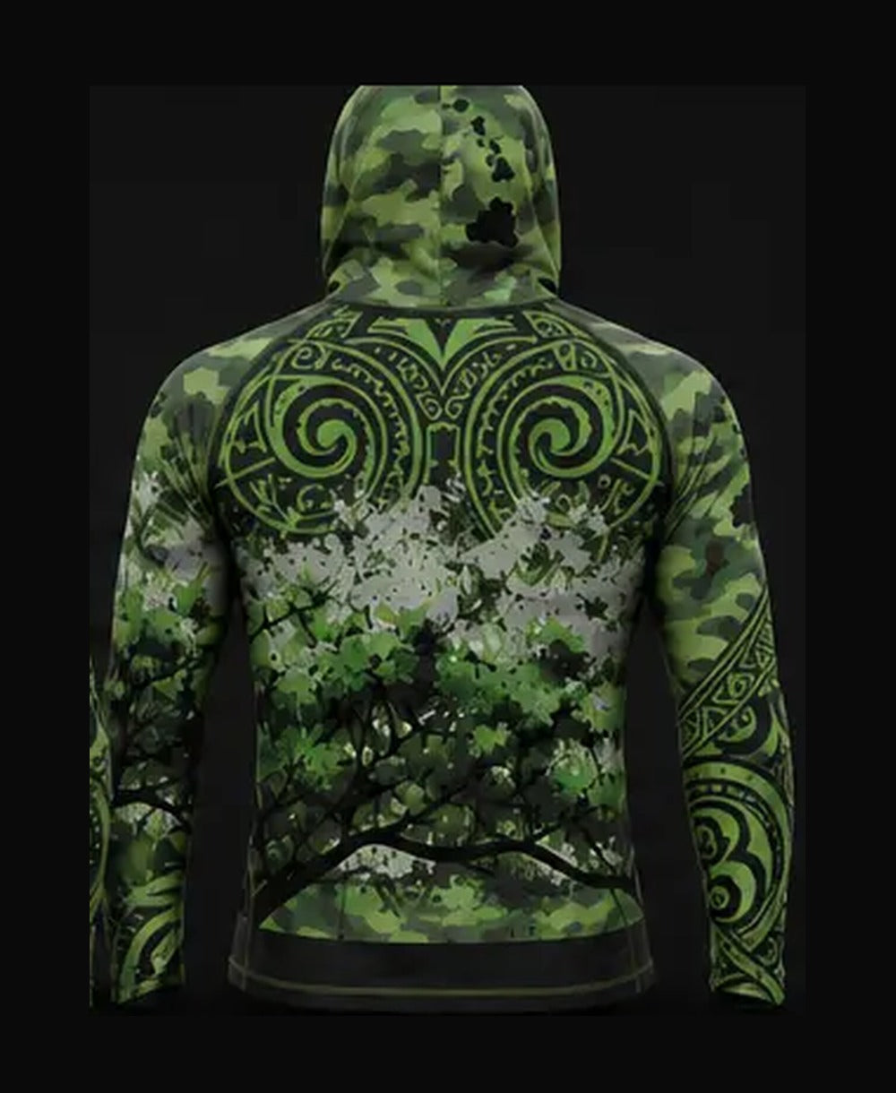 Black / Green Camo rashguard back
