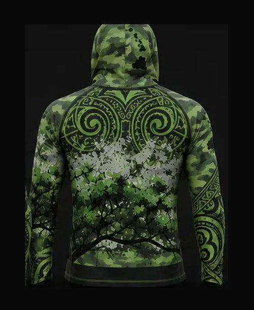 Black / Green Camo rashguard back