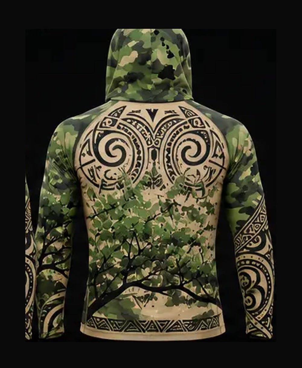 Tan / Green Camo rashguard back