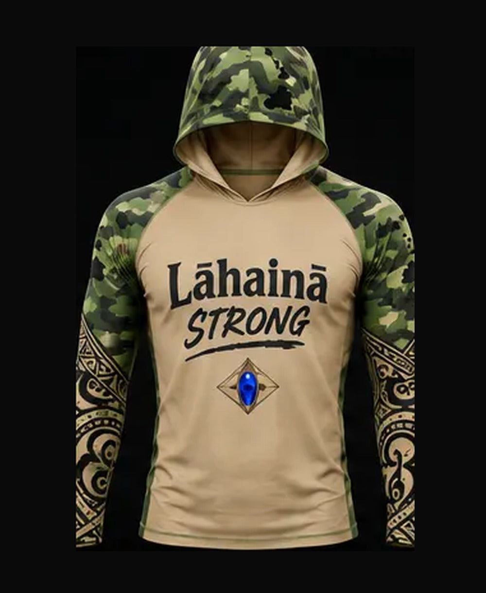 Tan / Green Camo rashguard front