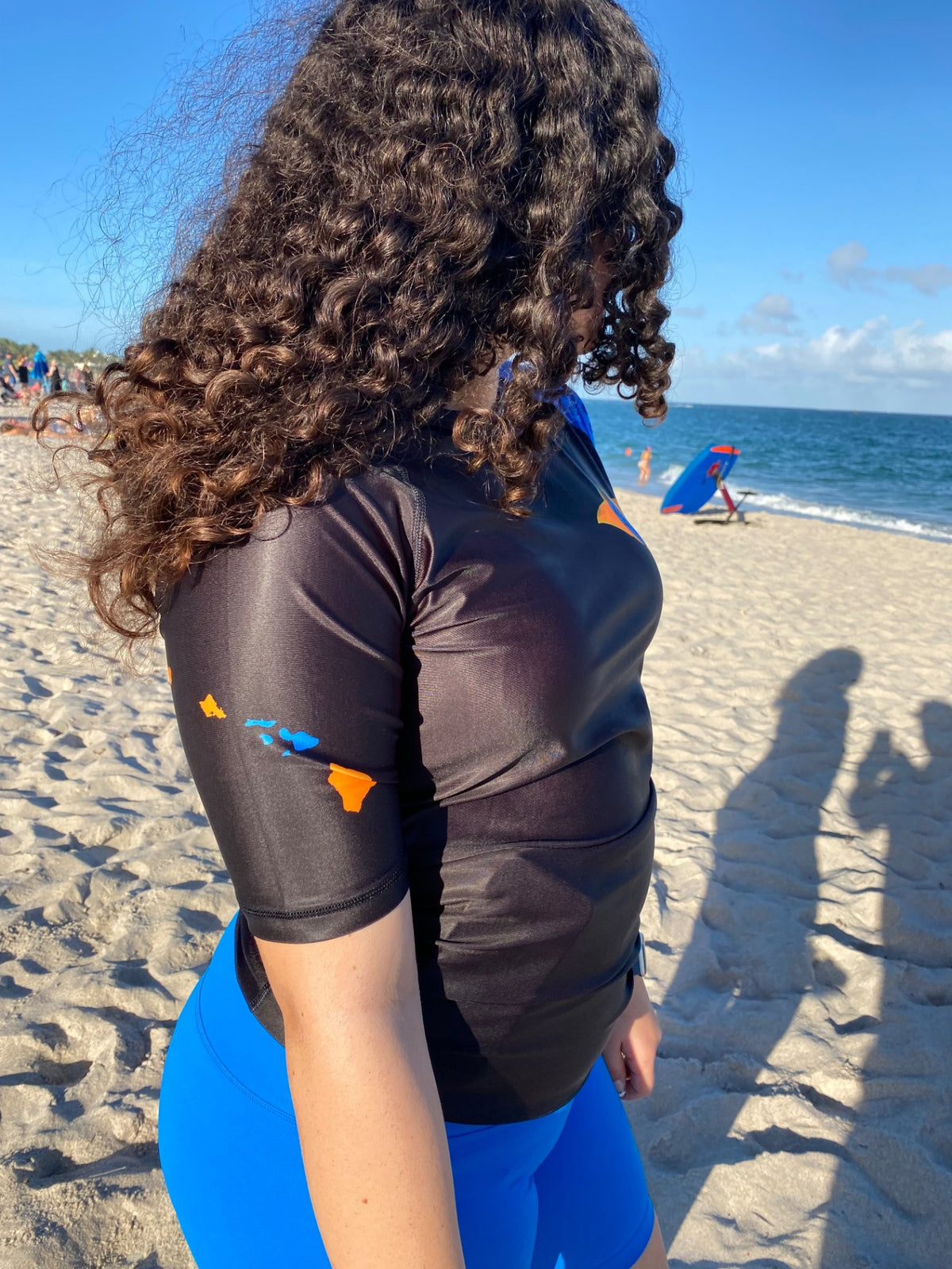 Maui Beach Adventures rashguard sleeve detail on the beach