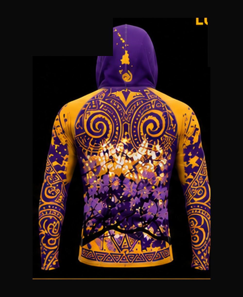 Royal Purple / Gold rashguard back