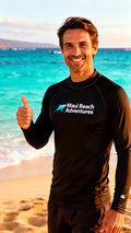 Black Maui Beach Adventures long sleeve rashguard in the ocean