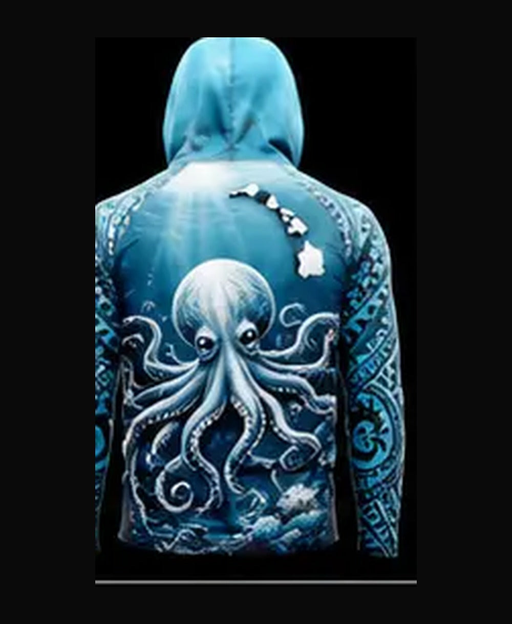 Octopus Bright Aqua rashguard back