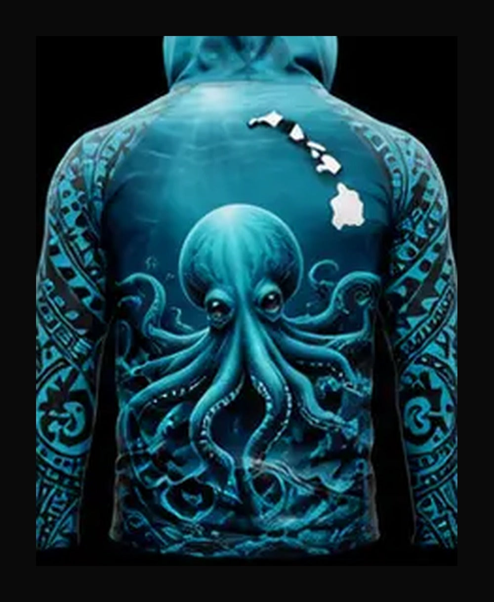 Octopus Deep Ocean Blue rashguard back