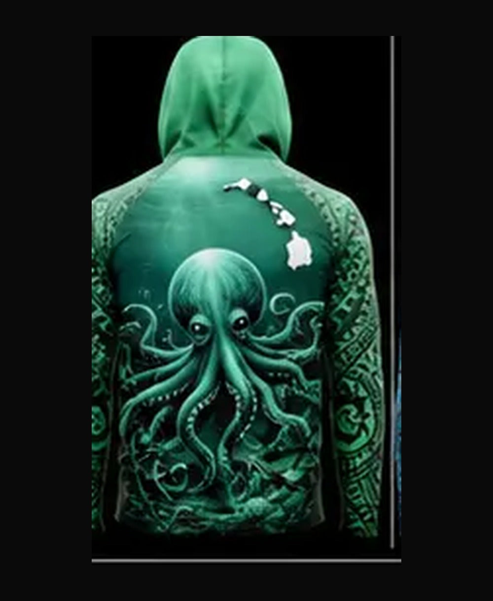 Octopus Sea Glass Green rashguard back
