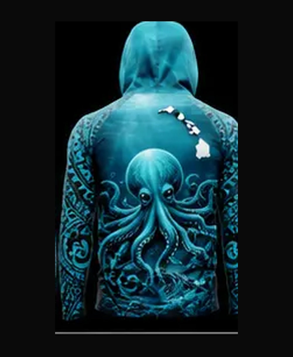 Octopus Lagoon Teal rashguard back