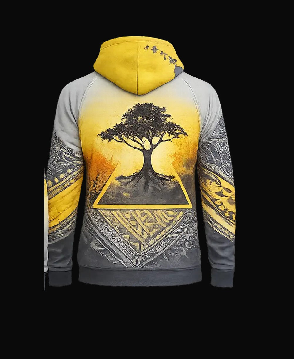 Storm Gray / Yellow Hood pullover back