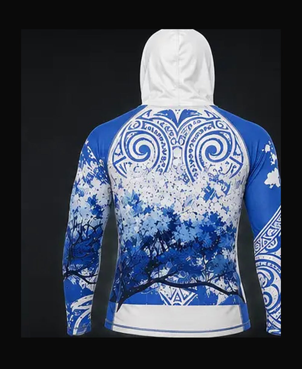 White / Ocean Blue rashguard back