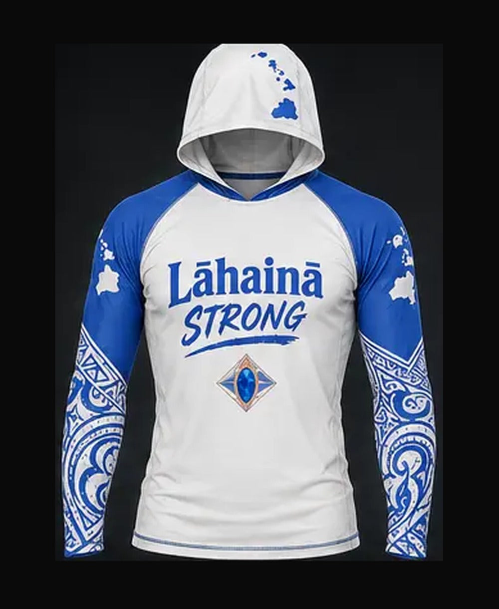White / Ocean Blue rashguard front