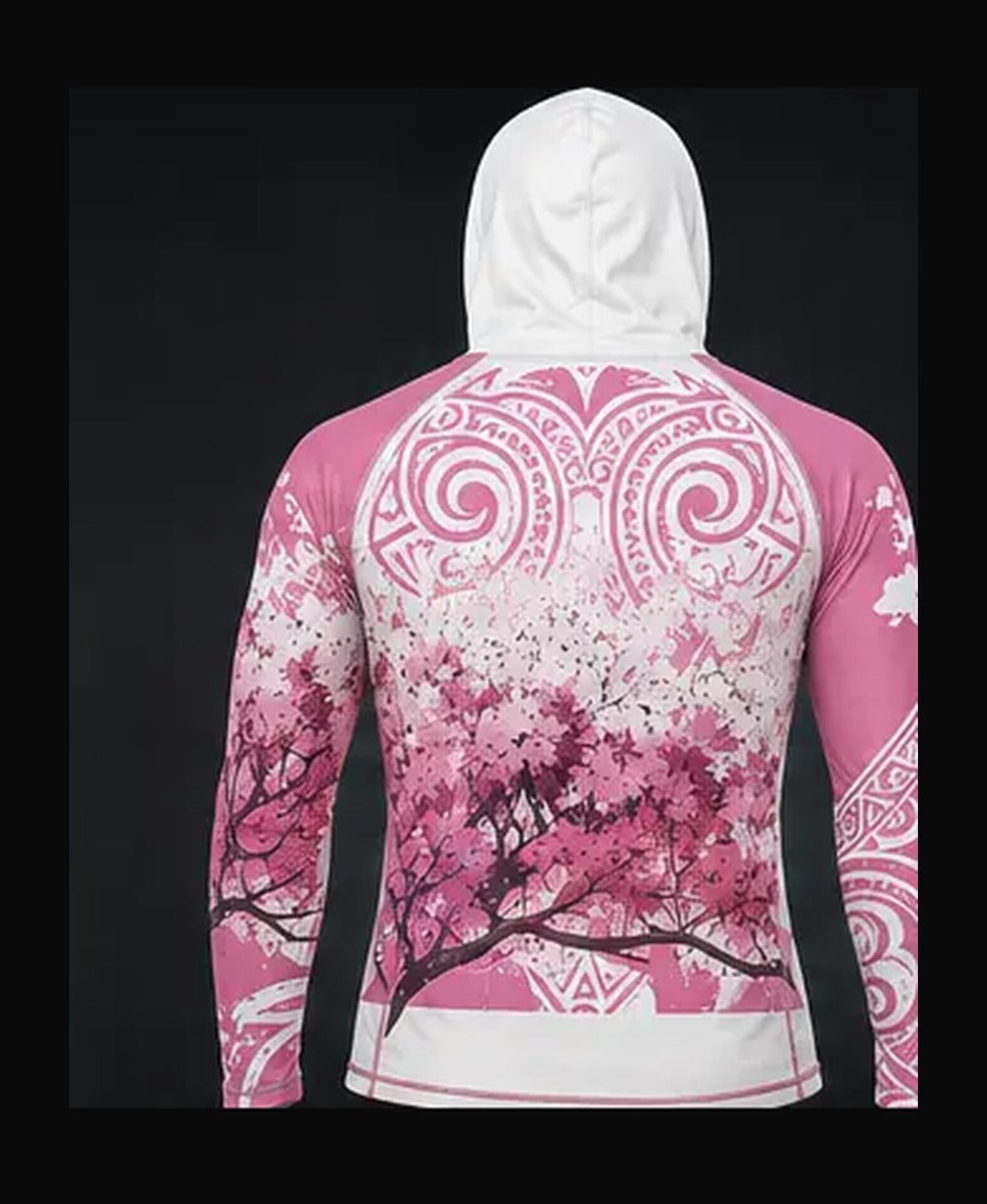 White / Coral Pink rashguard back